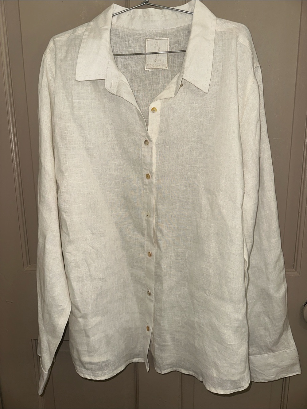 Joie The Perfect Linen Shirt Ivory White Button Down Relaxed Oversized Size L